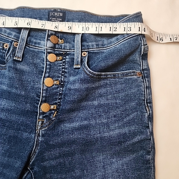 J CREW Women's 9" MID-Rise Skinny Button-Fly Jeans - Dark Wash - Sz 27 - Picture 6 of 9